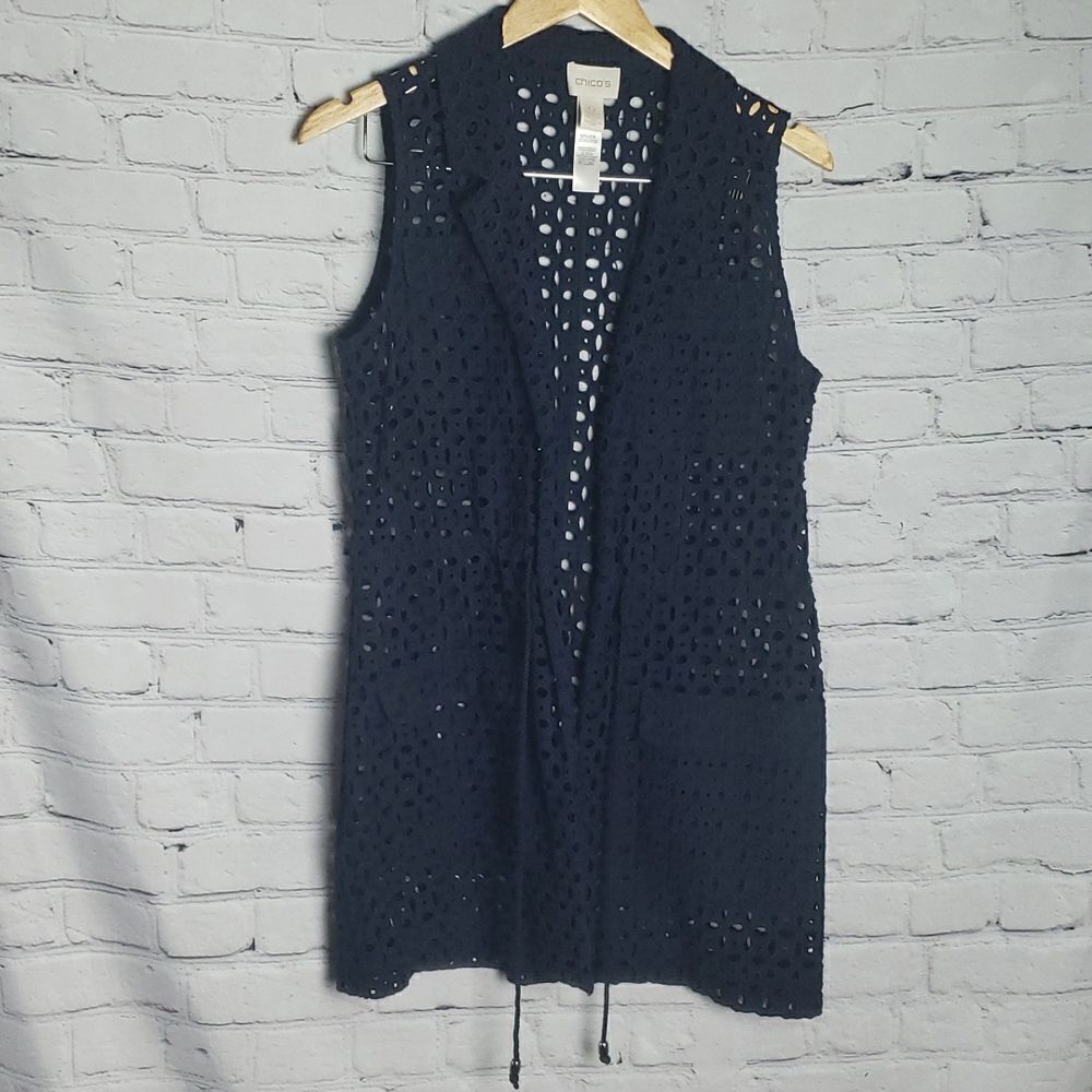 Chicos Navy Blue Net Jacket